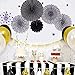 zilue Hanging Black Paper Fans Decoration Set for Wedding Birthday Party Graduation Round Events Accessories Set of 6
