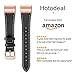 Mornex Replacement Leather Band Compatible with Fitbit Charge 2, Classic Genuine Leather Wristband for Men Women(Black-Rosegold Buckle)