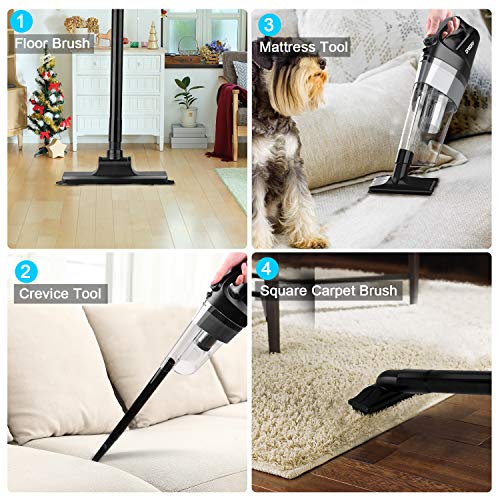 Cordless Vacuum Rechargeable Cyclonic Suction Vacuum Cleaner Lightweight Handheld Vacuum with Stainless Steel Filter (Bagless) and 6 of Accessories - Black