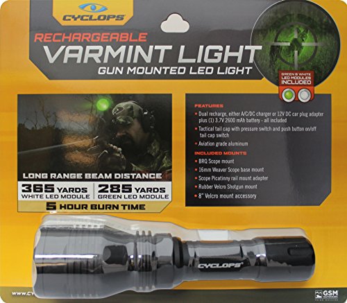 Cyclops Rechargeable Weapon Mountable High Powered Varmint Light with Dual Color Bulbs. "Get Out Of The Dark with Cyclops" - Thumbnail 3