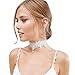 DZT1968 Women Pendant Necklace Choker Chains Charm Lace pearl women collar (White)
