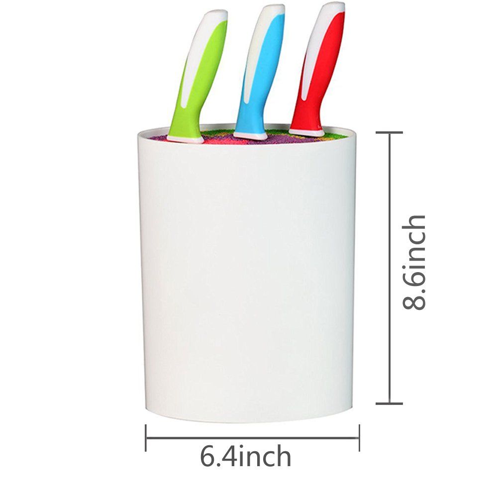 WYQN Knife Block Universal Holder without Knives Convenient Storage for Various Knives and Kitchen Tools, Cylinder, White
