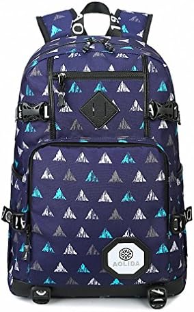 men's shoulder bag camouflage canvas student bag large-capacity computer bag outdoor travel bag Blue triangle 19 inch