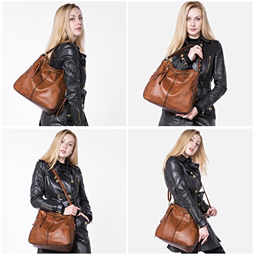 Handtaschen-Damen-Lederimitat-Umhngetasche-Designer-Taschen-Hobo-Taschen-gro-Mit-Quasten-Braun
