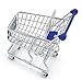 Mini Novelty Blue Shopping Cart Carriage Pen Pencil Supplies Holder With Wheels, Desk Accesory