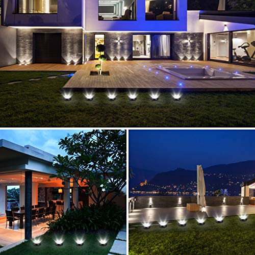 Leknes Solar Ground Lights,Upgrade Solar Powered Solar Garden Lights Solar Disk Lights Outdoor Waterproof Solar Landscape Lighting Auto on/Off with Sensor for Patio Pathway Garden Lawn Yard, 4 Pack