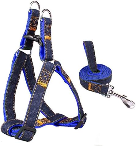 Dog Harness Set Dog Leash Pet Leash Small Medium Large Animal Vest Lead Ropes Adjustable Pulling Harness for Traning Walking Running(M, Blue)