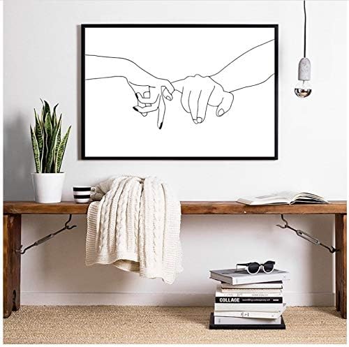 Vektenxi Pinky Swear Art Love Print Bedroom Decor Modern Art Couple Poster Minimalist Wall Art Line Drawing Canvas Painting -50x70cm No Frame