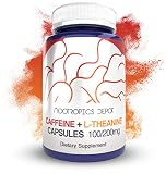 Caffeine L-Theanine Capsules | 180 Pills | Contains 100mg of Caffeine and 200mg of L-Theanine | Nootropic Brain Booster | Energy Supplement | Increase Mental Focus + Alertness | Tea Alternative