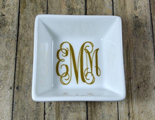 Monogram Jewelry Dish, Ring Dish - Solid and Glitter Color Options, Bridesmaid Gift, Gift for Her