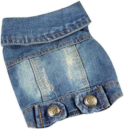 WMSTUDIO Cool Vintage Washed Dog Denim Jacket Personalized for Small Pet Dog Pet Puppy Cat Jeans Vest Coat XS-XXL