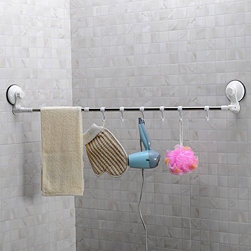 Corner Mount Telescopic Single Towel Bar Holder Rack W Hooks