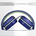 Artix Foldable On-Ear Adjustable Tangle-Free Wired Headphones, Compact Stereo Earphones with In-line Microphone and Controls for Children, Teen, Adult Head Phones for Running Sport, Travel- Blue