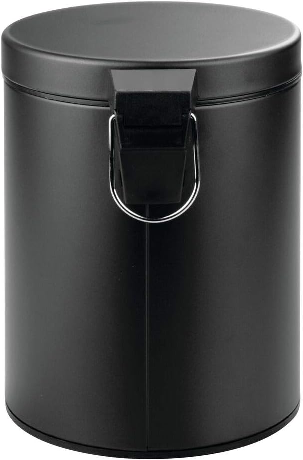 mDesign Pedal Bin, Metal Waste Bin with Pedal, Lid and Plastic Bucket Insert, Perfect for Bathroom Kitchen, and Office - Image 5