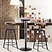 Wood Round Pub Bar Table Cocktail Table Pedestal Table - Kitchen Dining Room Bistro Coffee Garden Living Room Table - Wood Top Black Metal Leg and Base