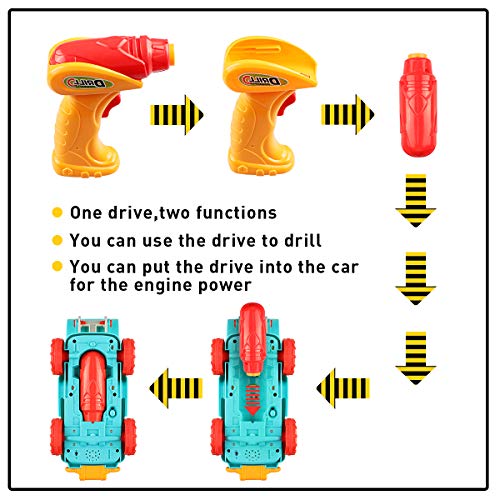 Tencoz Take Apart Toys, Kids Tool Set with Electronic Cordless Drill Car Bulldozer Excavator Toys Gifts for Boys Kids Girls Toddler Christmas Pretend Play - Thumbnail 2