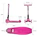 ChromeWheels Scooters for Kids, Deluxe Kick Scooter Foldable 4 Adjustable Height 150lb Weight Limit 3 Wheel, Lean to Steer LED Light Up Wheels, Best Gifts for Girls Boys Age 3-12 Year Old, Pink