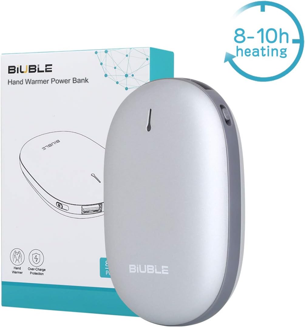 BIUBLE Hand Warmers,8000mAh Long-Lasting Heating Rechargeable Electric USB Hand Warmer Great for Skiing,Climbing,Hiking,Winter Gift
