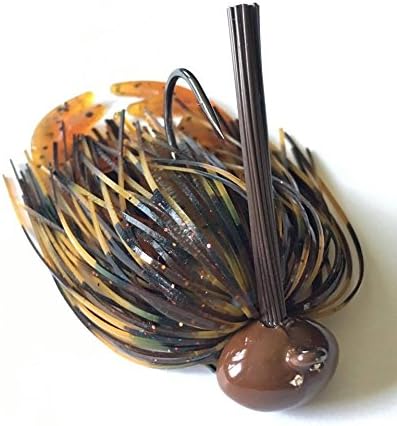 Screwy Lewy Lures Football Bass Jigs with Craw Trailer (Black Brown Amber, 1/2 oz)
