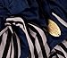 Soft Pre-tied Navy Blue Head-scarf Snood with Black & White Stripe Wrap - 093