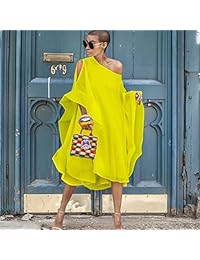 Vestido de dama con mangas voladas y hombros descubiertos, de gasa, con capas, para dama