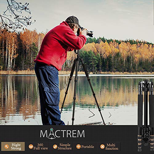 MACTREM Lightweight 66-inch Camera Tripod Detachable Monopod, 360 Degree Ball Head, 1/4 Quick Release Plate with Carrying Tripod Bag for Canon Sony Nikon DSLR Cameras- 33lbs(15kg) Load