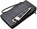 Women Lady Leather Wallet Zipper Purse RFID Credit Card Clutch Holder Case Girl (Crosshath Black)