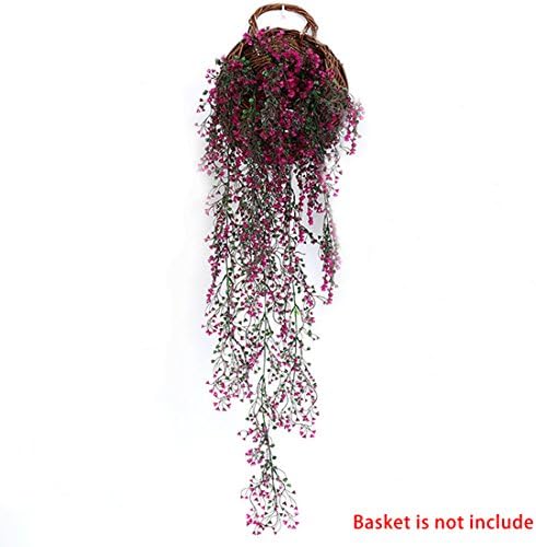 kstn88 Home Decor Artificial Plant Vine Garland Fake Foliage Flowers Creeper Wall Hanging Plants Decorations for Wedding Home(Rose Red)
