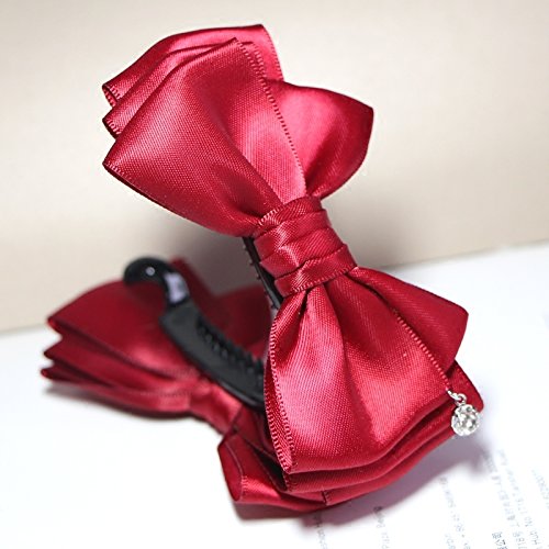 usongs Korean headdress hairpin clip ponytail diamond black trumpet tuba hair accessories banana clip vertical clip bow