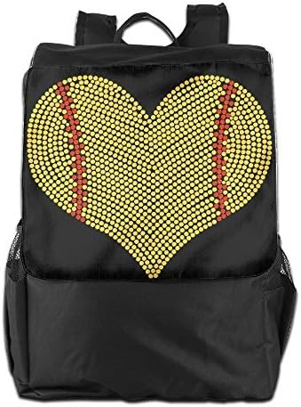 GTSOXI Outdoor Travel Backpack Bags - I LOVE SOFTBALL HEART Backpack Daypack Bookbags Sports Bag For Girl Boy Man Woman