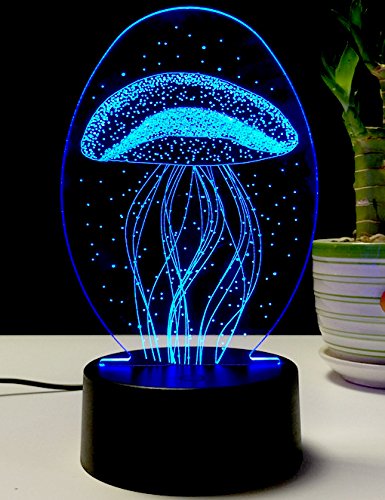 Lightingsky 3D Table Lamp Touch Control 7 Colors Night Light USB Desk Lighitng (Jellyfish)