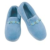 Rosette Plush House Slippers, Blue, 8