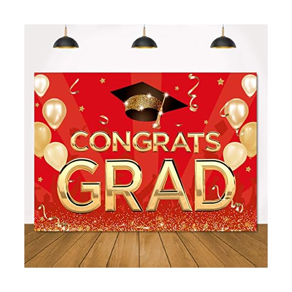 Lofaris Graduation Party Photography Backdrop Congrats Grad Red Golden Balloon Dots Background Congratulations Bachelor…