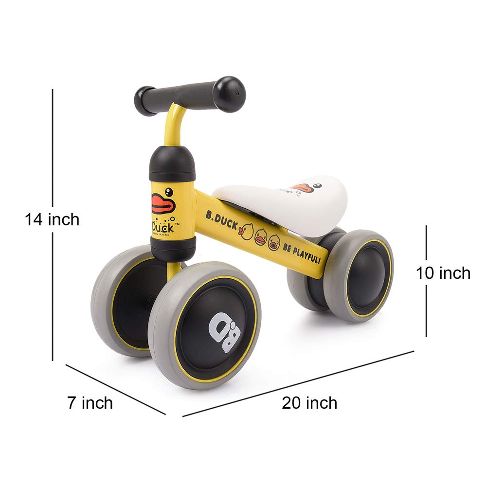 Baby Balance Bike Bicycle Boys Girls Toddler Bike Trike Tricycle Steel Frame Children Learn to Walk Bike 10-24 Months No-Pedal Baby\'s First Bike (Yellow Duck)