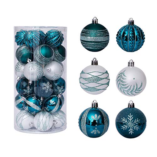 30 Stks Kerstballen, 6 Cm Blauw En Wit Onbreekbaar Kerstbal Ornamenten, Raam Opknoping, Lichtgewicht En…