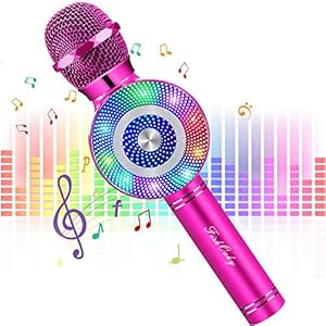 Micrófono Karaoke Bluetooth 4 en1 Micrófono Inalámbrico Altavoces con Luces LED, Portátil Karaoke para Niños Cantar, Función de Eco, Compatible con Android/iOS Teléfono