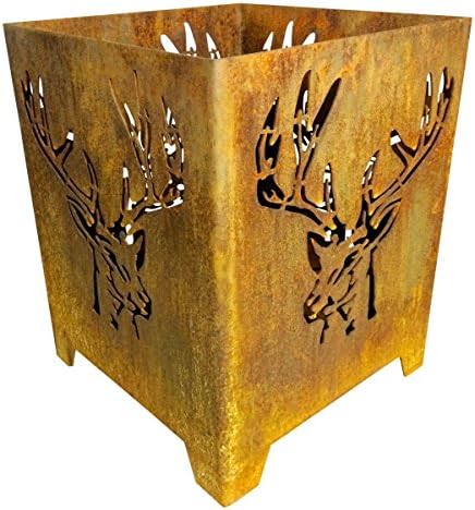 Fire Basket Fire Bowl Fire Pit With Stag 50x40x40 Cm Amazon Co Uk Garden Outdoors