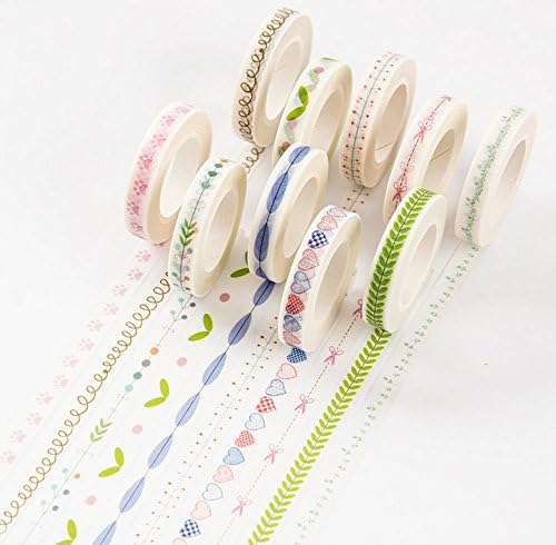 Simple DIY Craft Washi Masking Roll Tape Adhesive Paper Tape 10 Set for Decoration