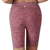Yogareflex Women's Tummy Control Fitness Workout Running Yoga Shorts (S-3XL) , Redheather , Medium