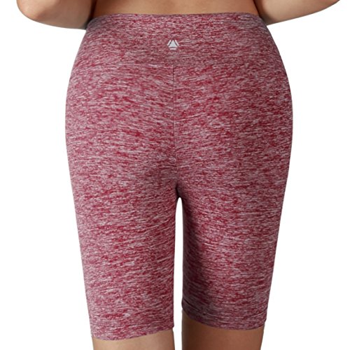 Yoga Reflex Women's Tummy Control Fitness Workout Running Yoga Shorts (S-3XL) , Redheather , Medium