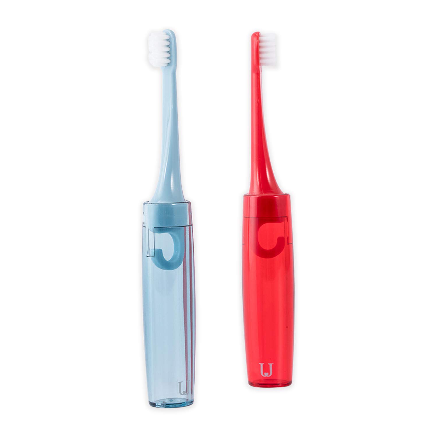 Travel Toothbrush, 2 Pack Travel Size Toiletries, Portable Toothbrush with Folding Case Design and Soft Bristles, no need for an additional Holder or Cover(Blue & Red)