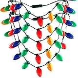LED Light Up Christmas Bulb Necklace String Light Party Favors for Adults or Kids Holiday - (5 pack)