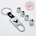 US85 Chrome Mickey Car Wheel Tyre Tire Metal Alloy Stem Valve Cap & Keychain Set