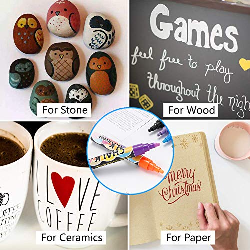 Liquid Chalk Markers, CuleedTec 12 Colors Premium Window Chalkboard Neon Pens, Painting and Drawing for Kids and Adults, Chalkboard Safe Dustless Wet Erase Paint Pens (2-6mm Reversible Tip)
