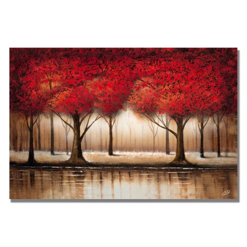 Parade of Red Trees by Master's Art, 35x47-Inch Canvas Wall Art