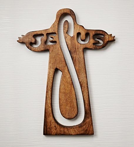 Decorative Crucifix Wooden Wall Cross Art Plaque Handmade For Church Or Home Décor 12" X 8"