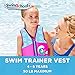 SwimSchool Swim Trainer Vest, Flex-Form, Adjustable Safety Strap, Easy On and Off, Medium/Large, up to 50 Lbs., Pink/Aqua
