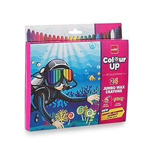 Cello ColourUp Wax Crayon Jumbo – Pack of 24 bright shades | 2 Times Stronger body in Jumbo sized crayons | Non-Toxic