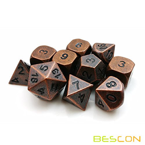 image for BESCON DICE Bescon 10pcs Set Antique Copper Solid Metal Polyhedral D&D