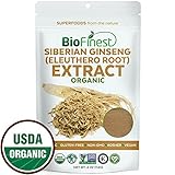 Biofinest Siberian Ginseng (Eleuthero Root) Extract Powder - 100% Freeze-Dried Superfood - USDA Organic Vegan Raw Non-GMO - Boost Stamina Immunity - for Smoothie Beverage Blend (4 oz Resealable Bag)